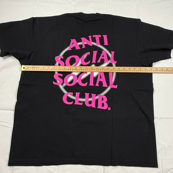 Anti Social Social Club x Fragment Pink Bolt Logo Black T-Shirt Mens XL NEW - Picture 6 of 7